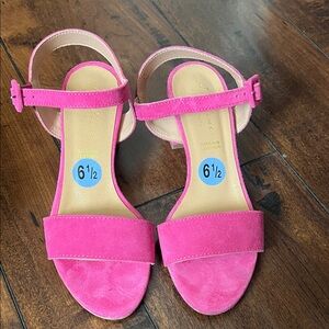 Women’s Hot Pink Suede Ankle-Strap Sandals - Size 6½